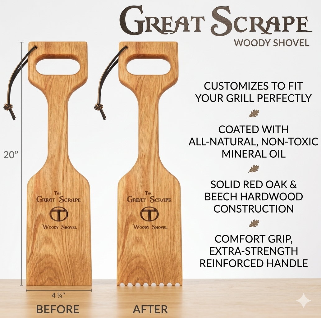Great Scrape® Woody® Nub - BBQ Grill Cleaning Tool (16")
