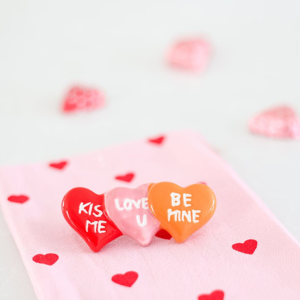 kiss me, love u, be mine red, pink and orange heart mini