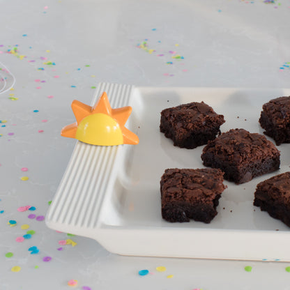 sunshine minis with melamine platter and brownies