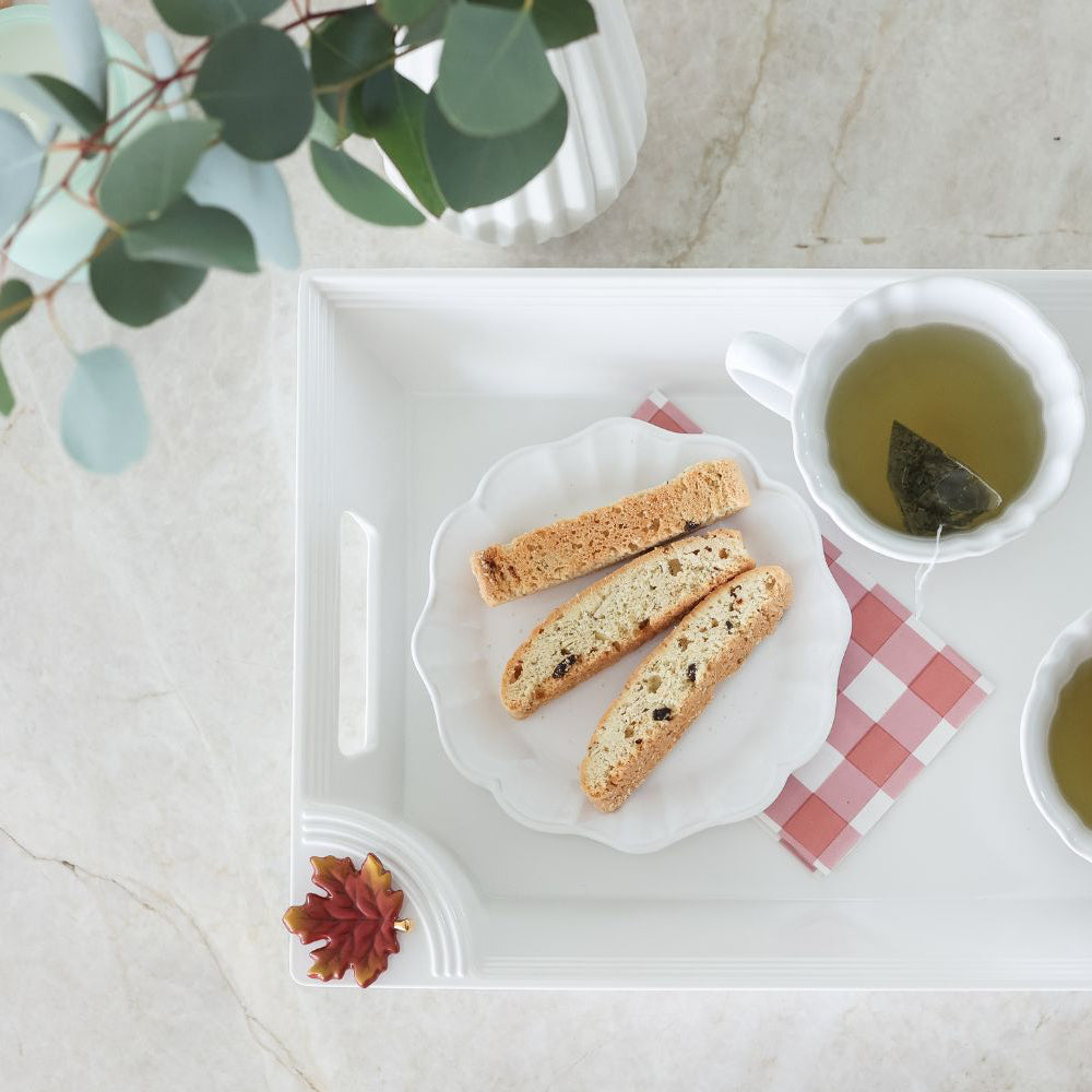 "falling for you" fall leave mini on a rectangle white tray