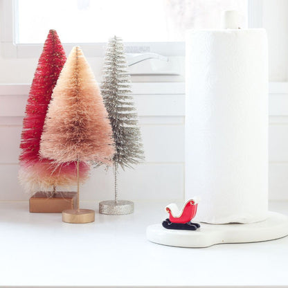  red sleigh mini on melamine paper towel holder