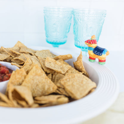 chip and dip platter with cinco de mayo mini and tortilla chips and salsa